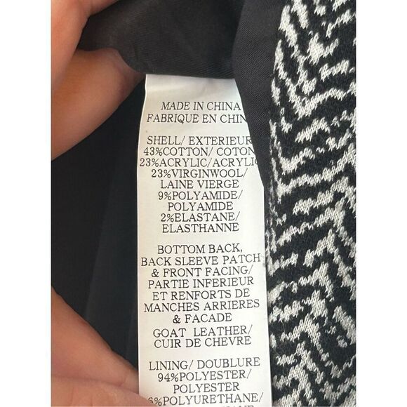 Theory Joean Herringbone Lamb Leather Trim Moto Jacket 2 Grey Black Biker - Picture 6 of 11